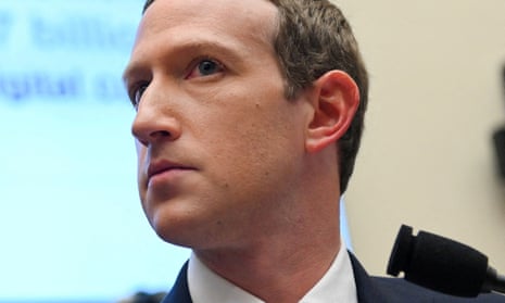 Facebook chairman and CEO Mark Zuckerberg testifies at a financial services committee hearing in Washington in 2019.