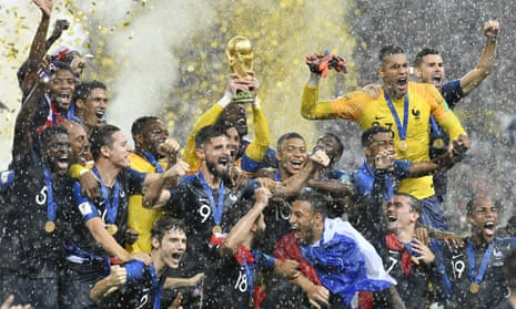 France celebrate after winning the World Cup in 2018.