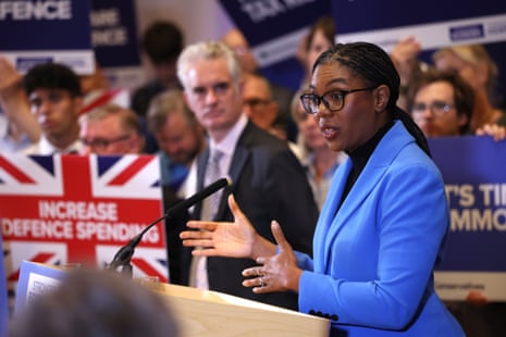 Kemi Badenoch speaking at a rally at Glaziers Hall.