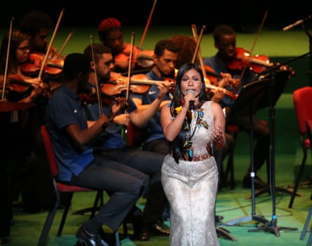 Djuena Tikuna performing in Rio de Janeiro..