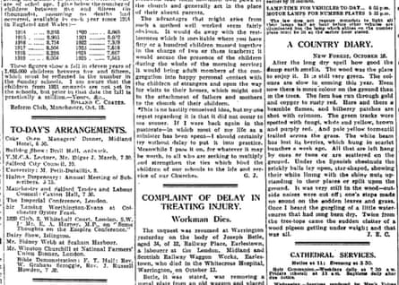 The Guardian Country diary, 20 October 1926.