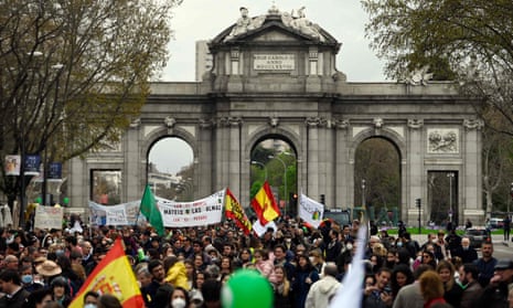 Demonstrators at the anti-abortion march ‘Si a la vida’ (Yes to life) on 27 March in Madrid. 
