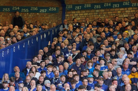 Everton fans in the upper Bullens Road Stand watch on during the Premier League match against Ipswich.