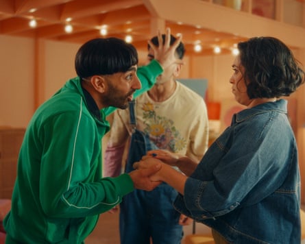 Mawaan Rizwan as Jamma, Nabhaan Rizwan as Isaac and Emily Lloyd-Saini as Winnie in series two of Juice.