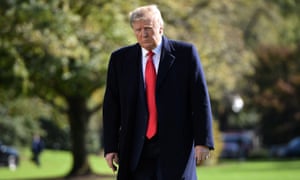 Donald Trump walks on the South Lawn upon his return to the White House on 3 November.