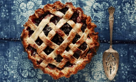 Blueberry lattice pie.