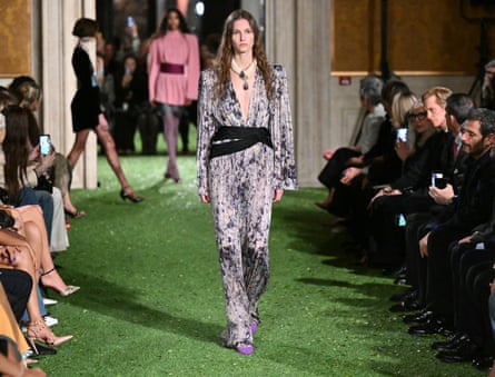 A model walks down the catwalk at Valentino during the autumn/winter collection in Rome
