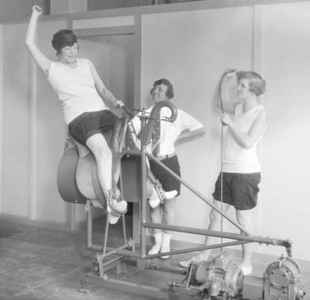A bucking bronco machine in the 1920s