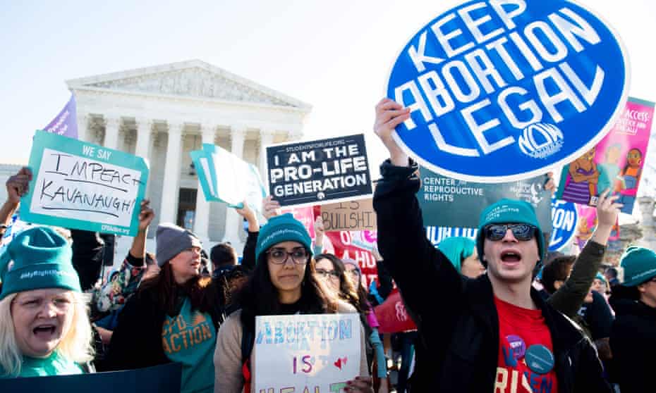 Pro-choice activists protest outside the US supreme court in Washington in March.