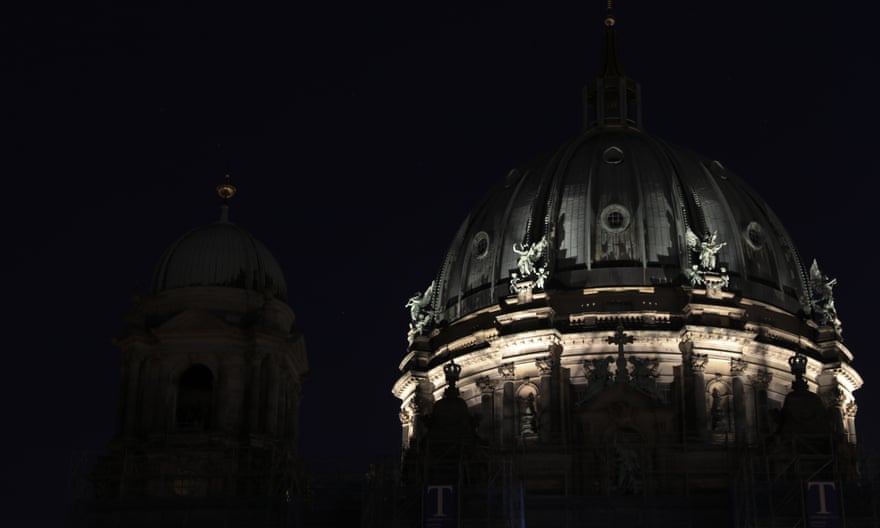 Berlin cathedral has shut off most of its lights to save energy.