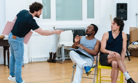 Kit Harington rehearsing with Fisayo Akinade and James Cusati-Moyer.