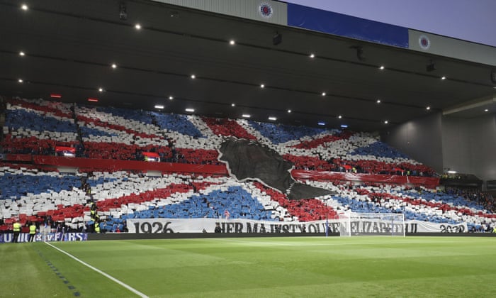 Manchester City v Dortmund, Rangers v Napoli: Champions League – live | Champions League 6 Ranger’s fans tifo in honour of Queen Elizabeth II.