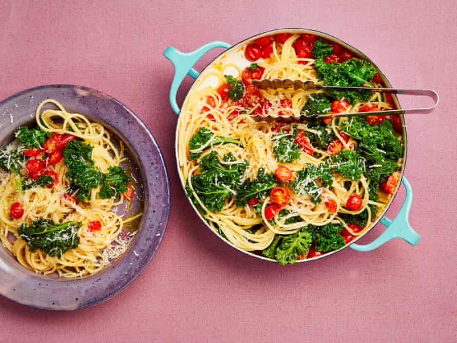 Anna Jones’s kale, tomato and lemon spaghetti
