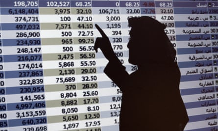The Saudi stock market fell sharply on Sunday.