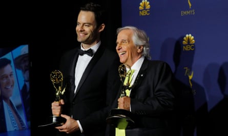 Winkler with Bill Hader after their Emmy triumph in 2018.