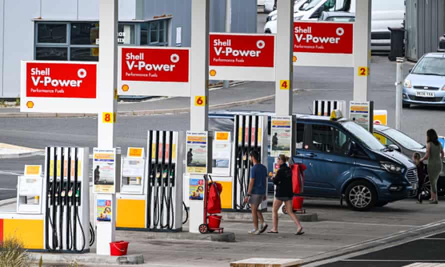 Petrol and diesel pumps are seen at a Shell petrol station in Portland, United Kingdom.