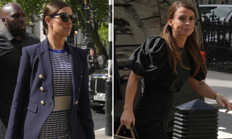Rebekah Vardy, the wife of England soccer player Jamie Vardy, and Coleen Rooney, wife of former England soccer player Wayne Rooney arriving at the high court in London in May. 