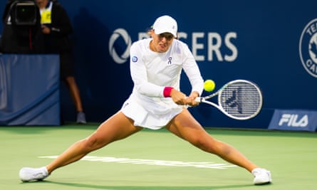 Sliding in tennis: the game’s defining evolution is gliding on to hard courts | Tennis 5 Iga Swiatek slides during the National Bank Open in Montréal