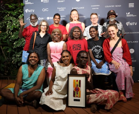 Tiwi Artists won the community collaboration award for their collection Parlini Jilamara Parlingarri which used historic screen prints on a capsule collection of resortwear.