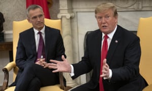 Donald Trump meets with Jens Stoltenberg in the Oval Office of the White House in Washington DC on 2 April. 3000.jpg?width=300&quality=85&auto=forma