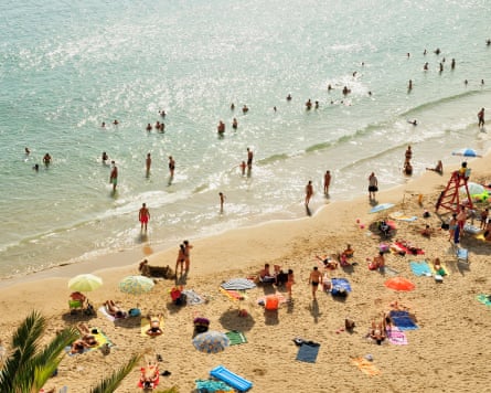 Bathers on Playa Poniente beach, Benidorm
