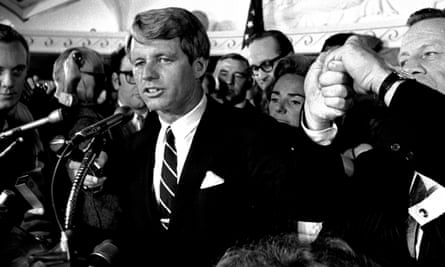 Senator Robert F Kennedy in Los Angeles in 1968.