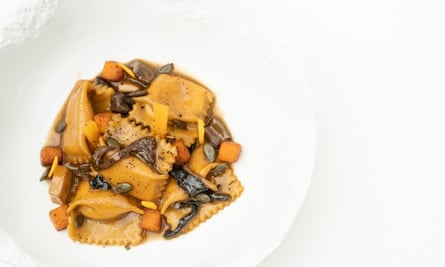 A Marmite emulsion livens up this pasta dish from the restaurant Mere.