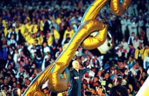 Midnight Oil peforming at the closing ceremony.