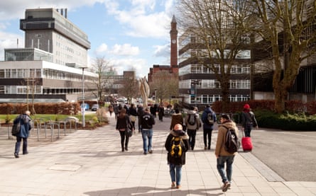 Students walking on a university campus