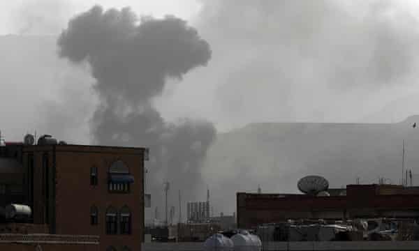 Smoke rises from the Faj Attan Hill area in the Yemeni capital, Sana'a, after a reported air strike.