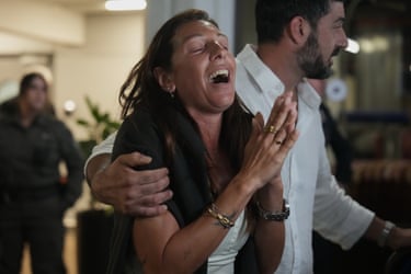 Passengers who experienced an emergency landing in Saudi Arabia after an attempted attack during a flight on a FlyDubai plane, arrive at Ben Gurion airport