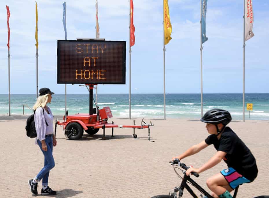 Manly beach on Sydney’s northern beaches on 26 December during a localised lockdown as NSW tried to contain the so-called ‘Avalon cluster’.