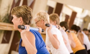 People exercising in a gym