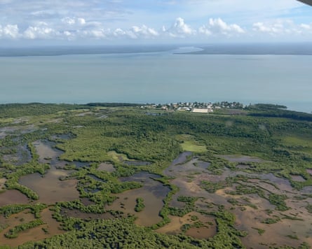 An aerial view of Boigu Island in 2023