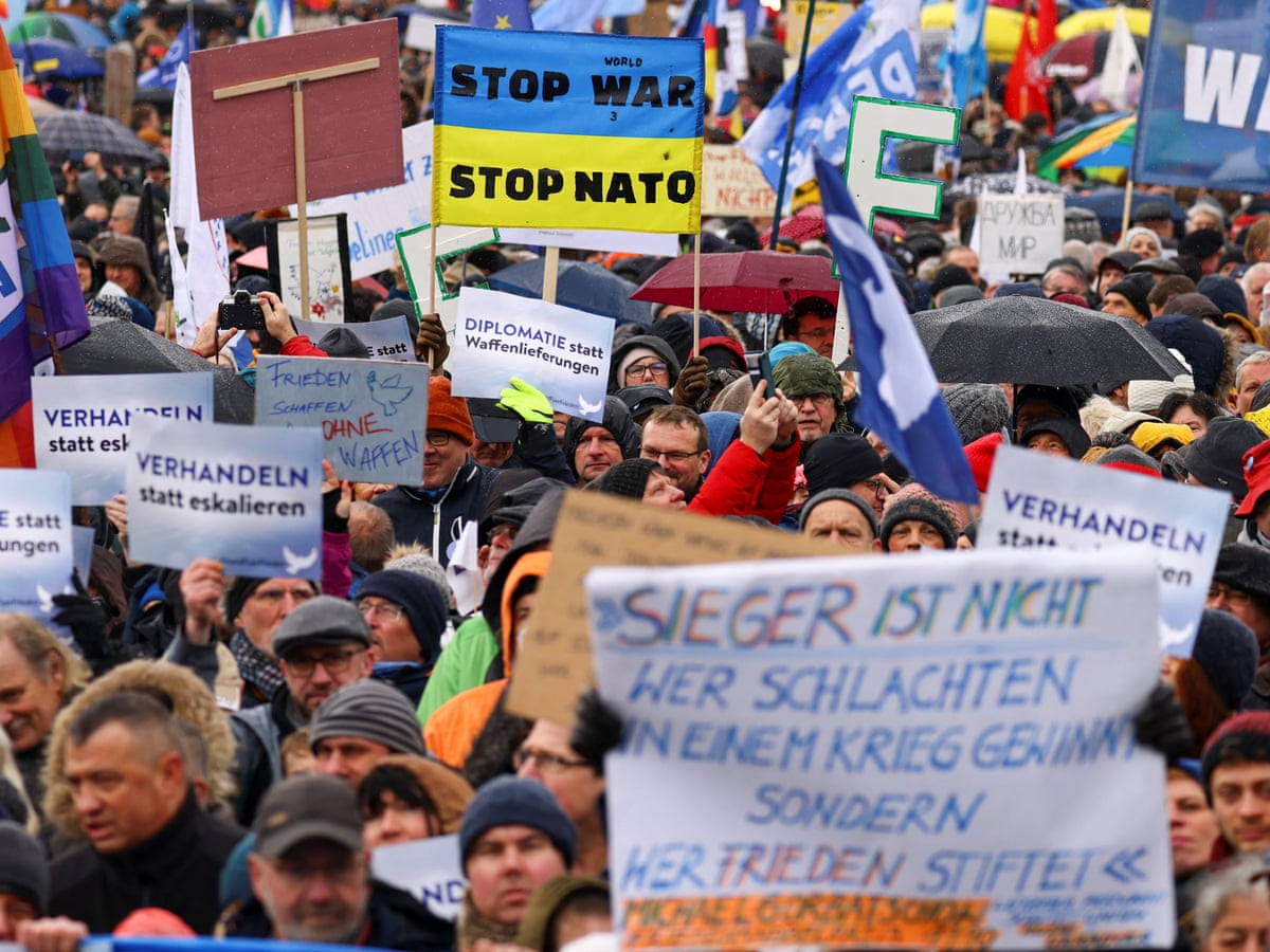 Thousands protest in Berlin against giving weapons to Ukraine | Germany | The Guardian