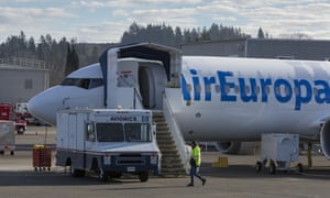 An Air Europa 737 MAX airplane is parked at the Boeing Renton Factory in Renton, Washington on Thursday, January 14, 2021.