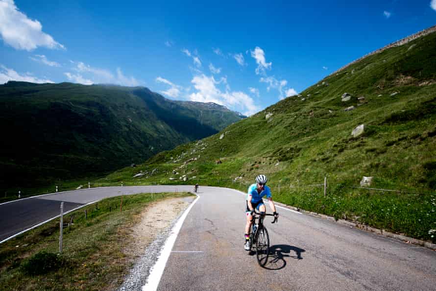 Cyclists climb the Furka Pass