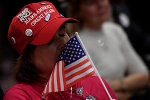A supporter reacts during a Republicans overseas party in London to celebrate the inauguration of Donald Trump