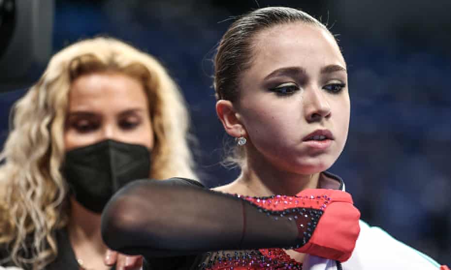 Kamila Valieva with her coach, Eteri Tutberidze