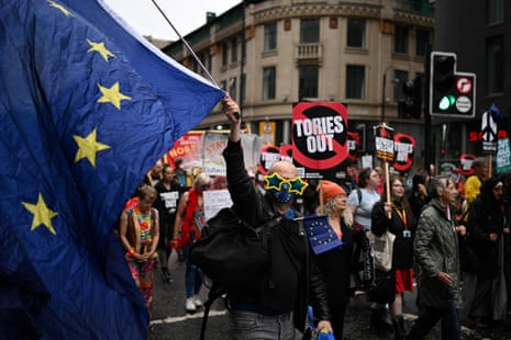 Anti-Tory protesters in Manchester.