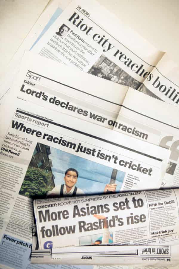 A selection of newspaper cutting that Haqueq 'Aki' Siddique has collected about racism within cricket
