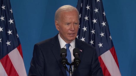 Biden calls Kamala Harris 'Vice-President Trump' at Nato press conference – video