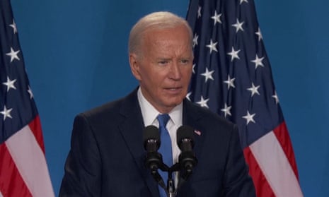 Biden calls Kamala Harris 'Vice-President Trump' at Nato press conference – video