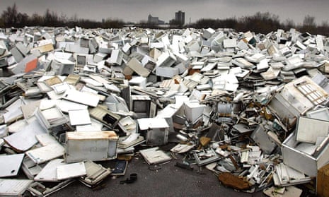 An ocean of fridges at a site near to the Manchester Ship Canal, Manchester. 
