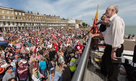 Jeremy Corbyn at a leadership campaign rally in Hastings