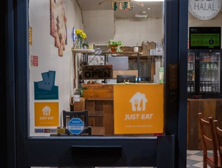 A cafe offering Just Eat deliveries