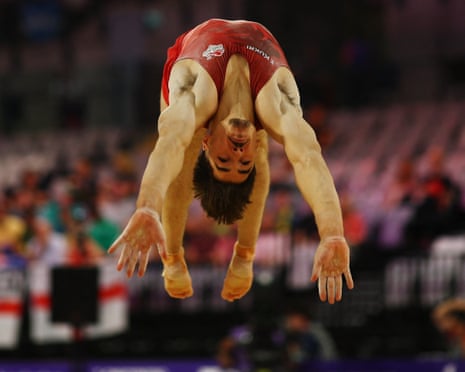 England's Gabriel Langton in action on the floor.