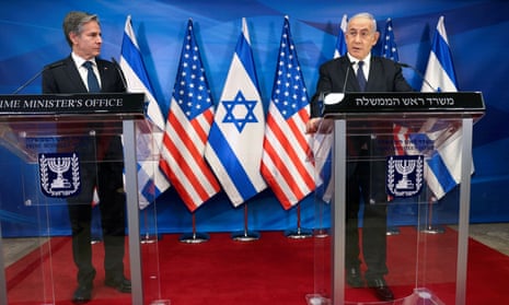 US secretary of state Anthony Blinken and Israeli prime minister Benjamin Netanyahu at a joint news conference in Jerusalem on 25 May.