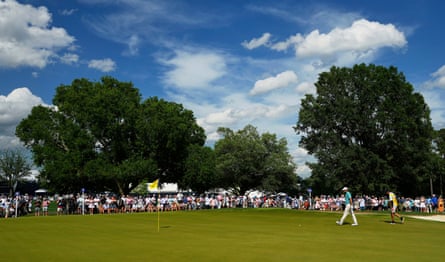 Scottie Scheffler on the 9th hole.