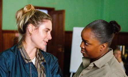 Elena Saurel as Jo and Lolly Adefope as Susan in We Might Regret This.